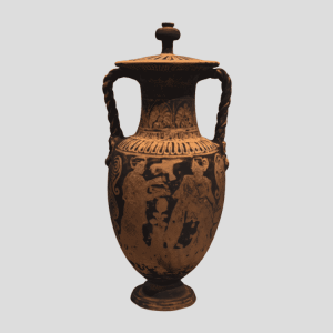 Intact red-figure cinerary urn vessel with lid